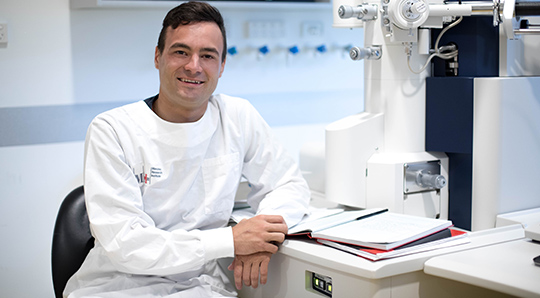 Smiling scientist in lab